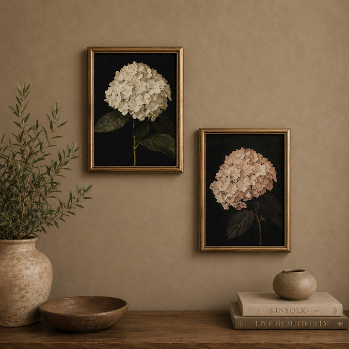 FRAMED HYDRANGEA 22x30cm